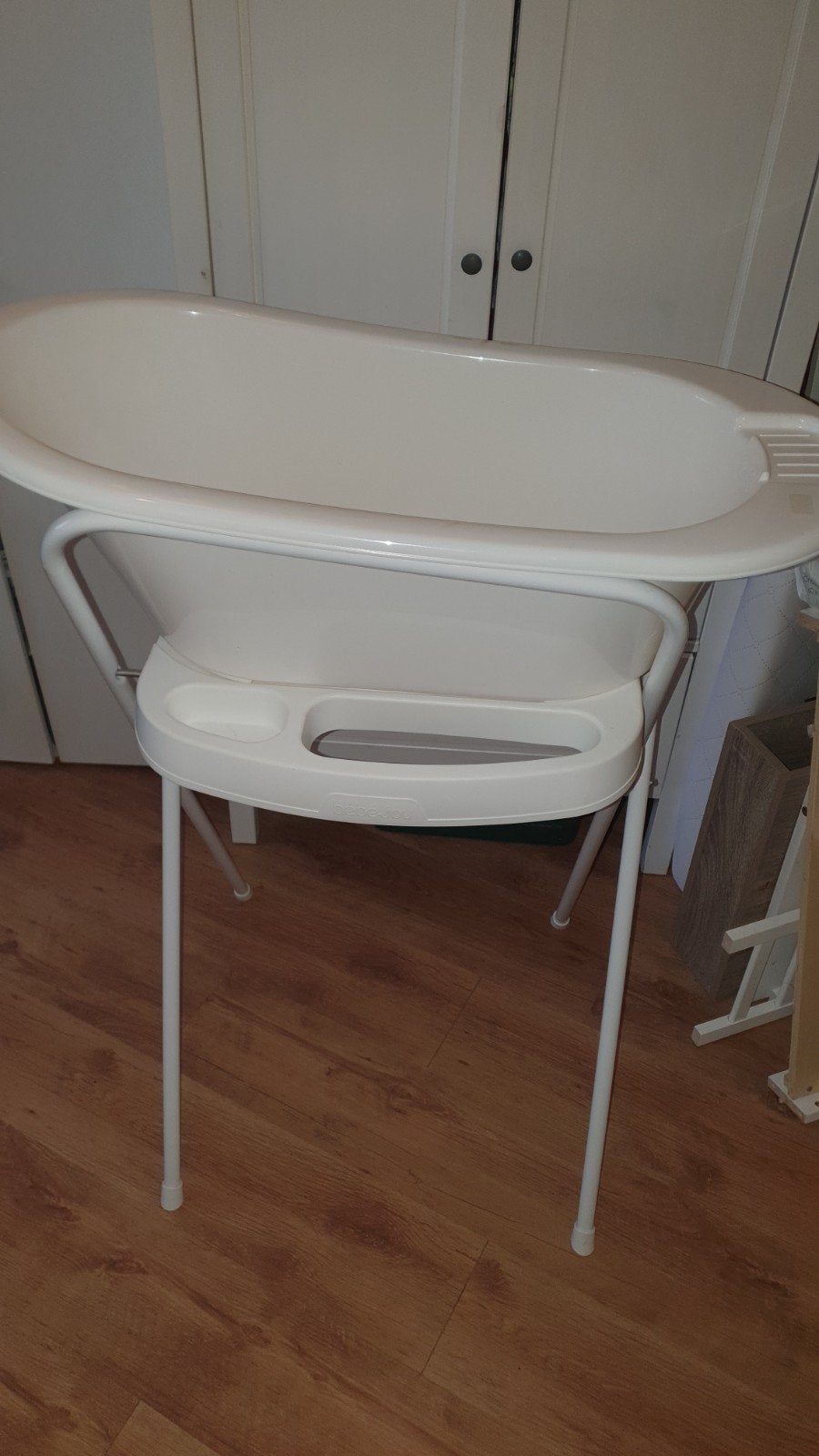 Babybadje met standaard - Wit, Gebruikt, Badje, Standaard, Ophalen