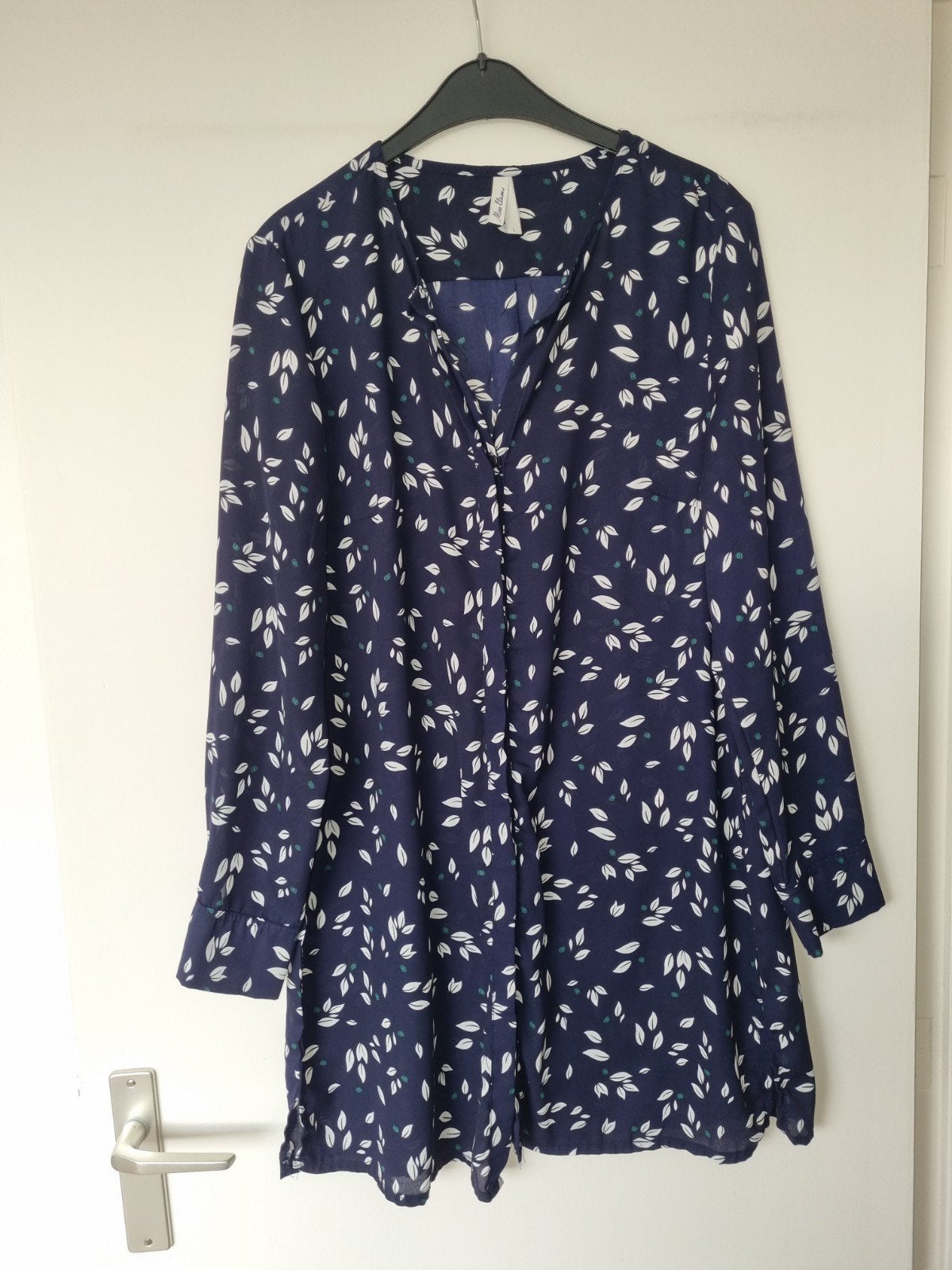 Miss Etam tuniek met bladerenprint - Maat L, Blauw, Maat 42/44 (L), Ophalen of Verzenden, Zo goed als nieuw
