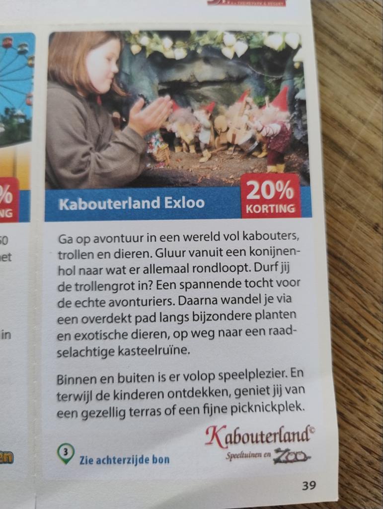 Korting Kabouter land Exloo., Drie personen of meer, Kortingsbon
