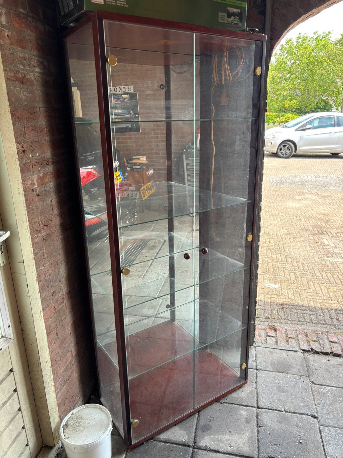 Vitrinekast kersen 180x76x40, Huis en Inrichting, Ophalen, Gebruikt, 50 tot 100 cm, Kersenhout