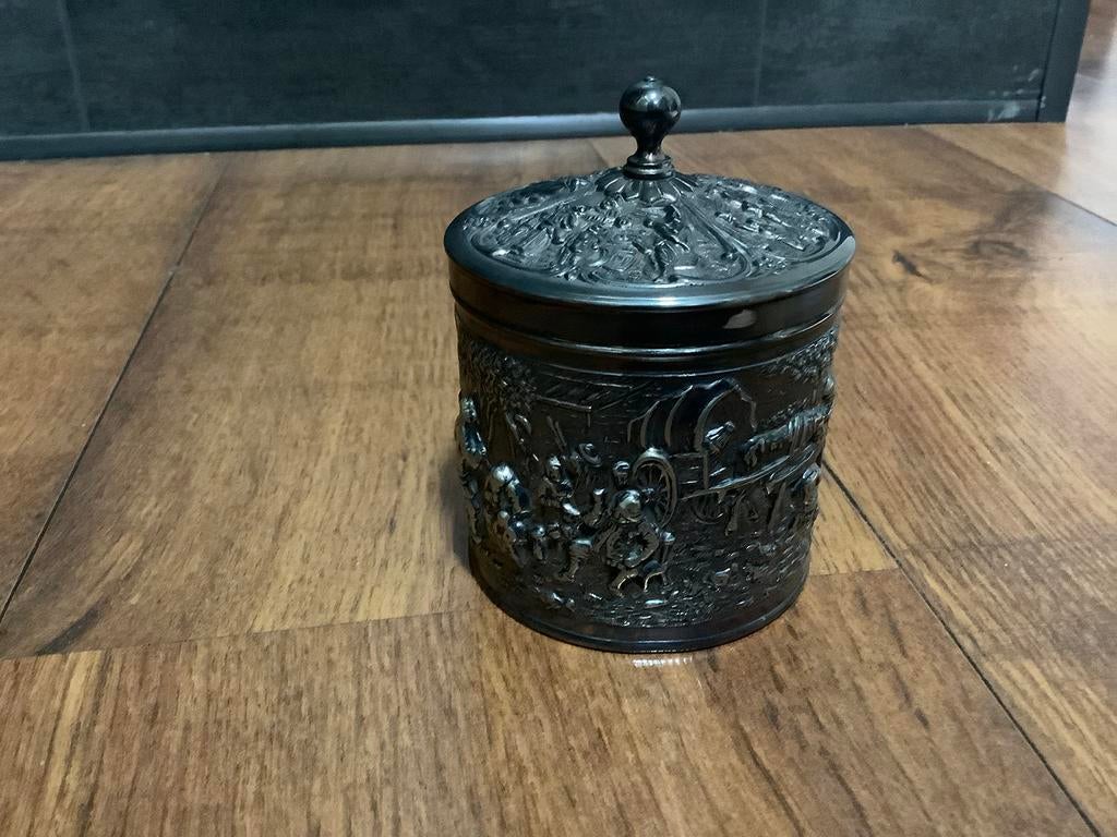 vintage verzilverde theebus van D.E, Huis en Inrichting, Keuken | Servies, Ophalen of Verzenden