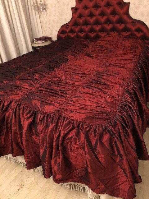 Sprei beddensprei glimmend als zijde  180x200cm, Handgemaakt, Lits-jumeaux, Ophalen of Verzenden, Zo goed als nieuw