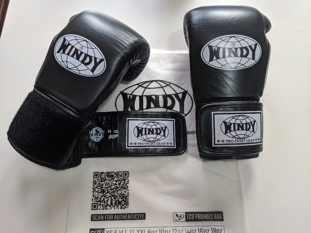 Windy kickbox handschoenen 14oz zwart BGP-model echt leer, Ophalen of Verzenden, Nieuw, Bokshandschoenen