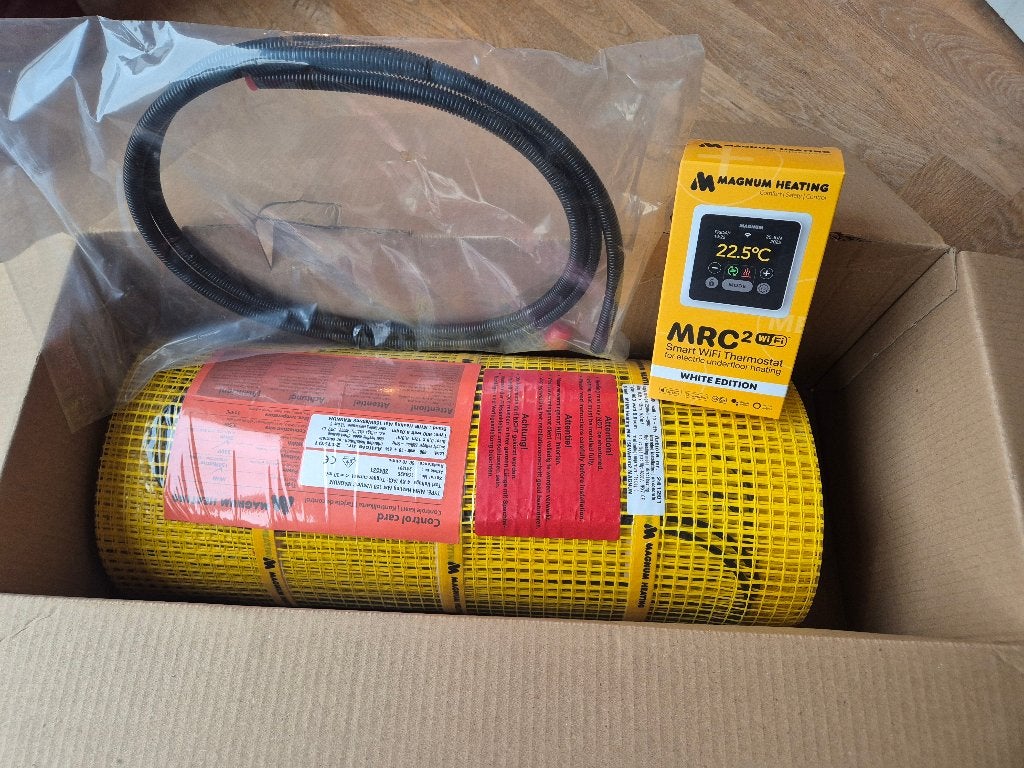 Magnum elektrische vloerverwarming 6m² met wifi thermostaat, Minder dan 30 cm, Overige typen, Nieuw, 150 cm of meer