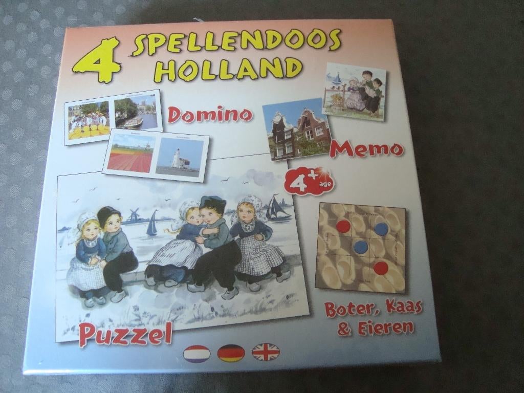 Spellendoos holland 1 puzzel en 3 spellen nieuw in plastic, Ophalen of Verzenden, Nieuw