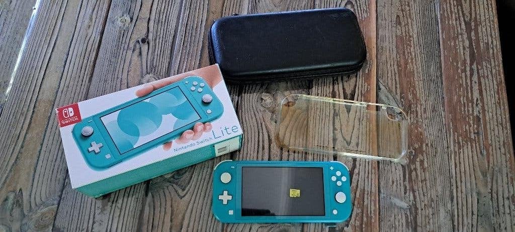 Nintendo switch lite, Ophalen of Verzenden, Turquoise, Zo goed als nieuw, Met beschermhoes of tas