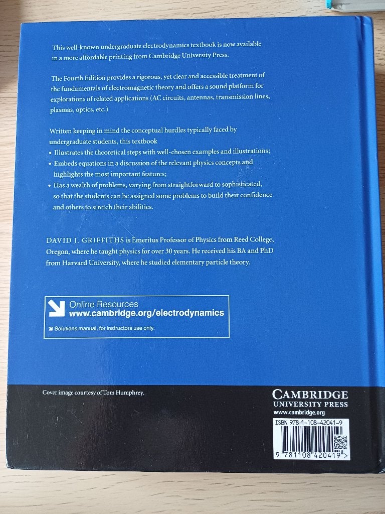 Introduction to Electrodynamics 4th Edition, Ophalen, Elektrotechniek, Zo goed als nieuw, Cambridge University Press