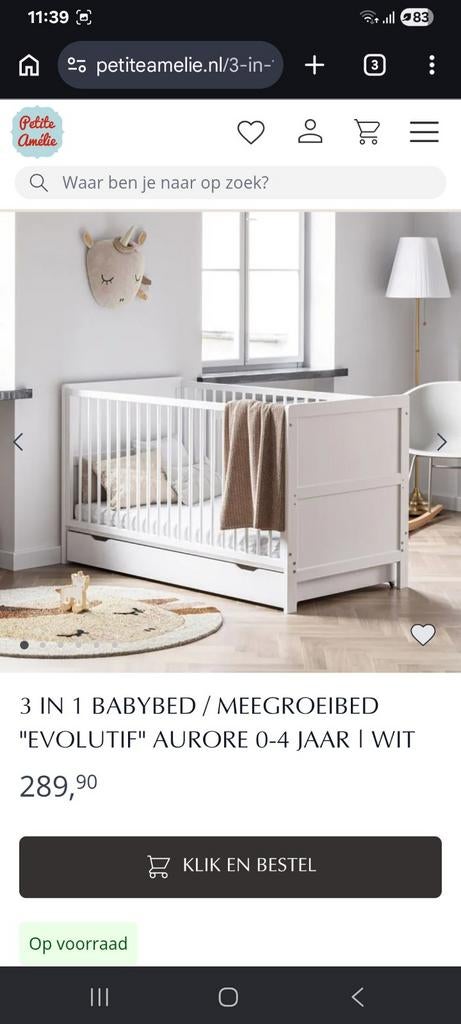 Meegroei bed evolutif petit amelie met matras, Ophalen, Gebruikt, Jongetje of Meisje
