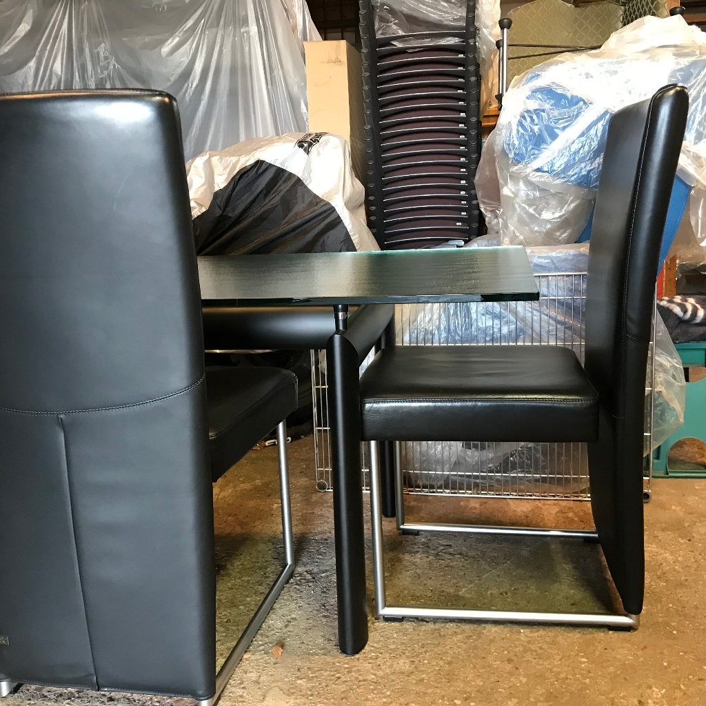 2 Rolf Benz 7400 stoelen stoel design eetkamerstoel zwart, Ophalen, Gebruikt, Zwart, Leer