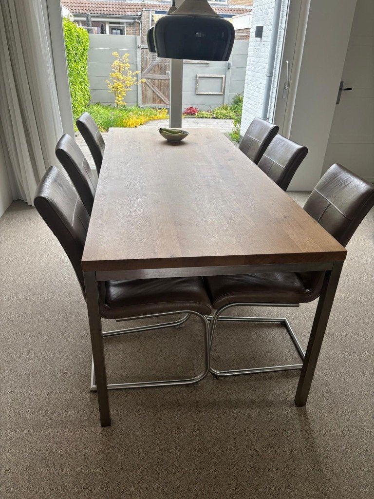 6 Henders & Hazel leren eetkamerstoelen, Ophalen, Gebruikt, Overige kleuren, Leer