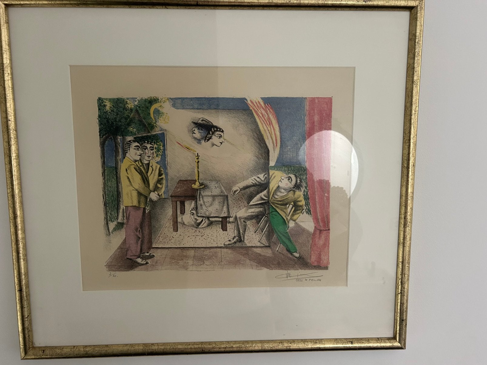Prent 2/20 Walter Philips, Ophalen, Portret en Figuren, Gravure, Gesigneerd