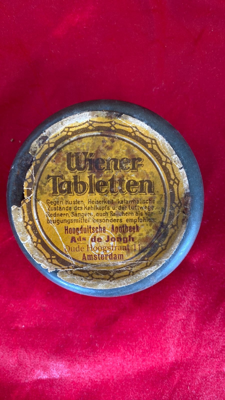 Antiek blik “Wiener Tabletten” Amsterdamse apotheek., Ophalen of Verzenden, Gebruikt, Overige