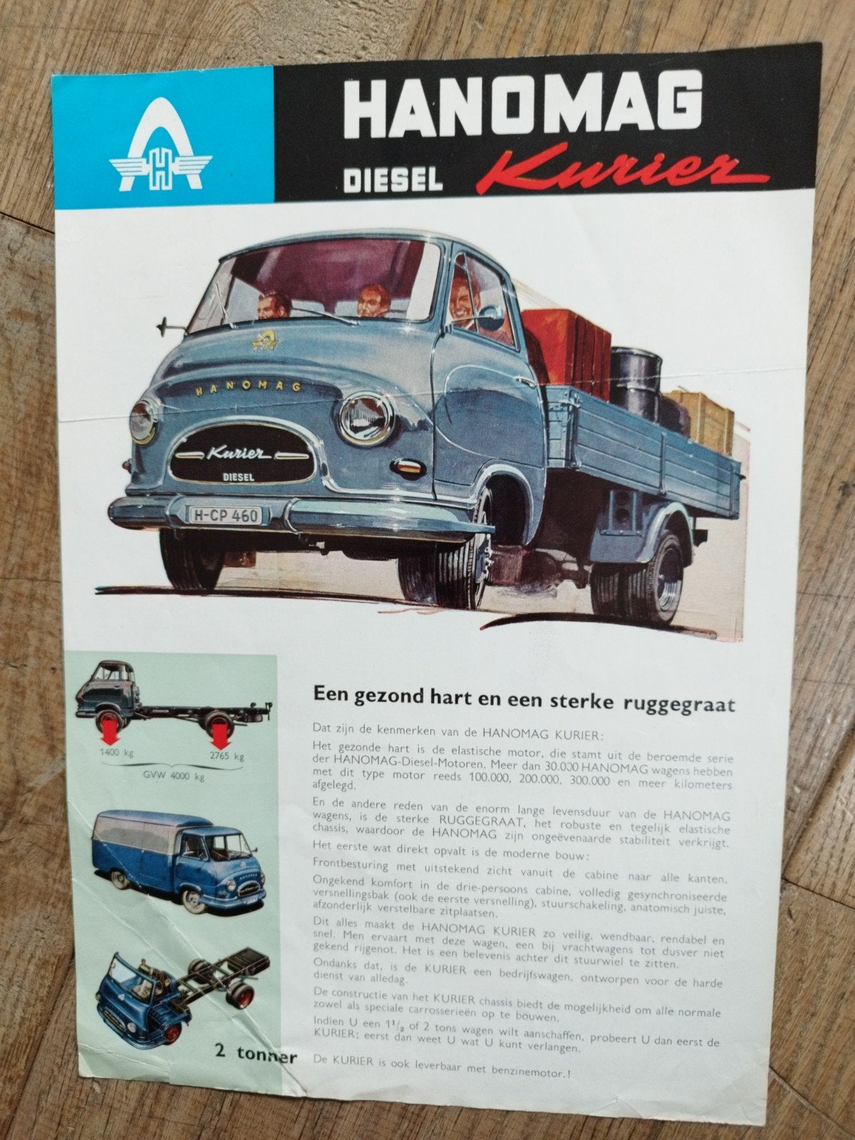 Hanomag Kurier Diesel folder uit 1963, Gelezen, Hanomag, Ophalen of Verzenden, Overige merken