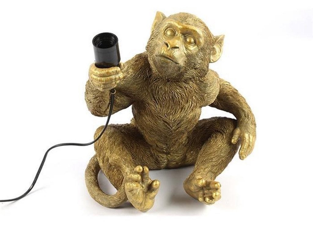 Tafellamp monkey Goud/brons, Ophalen, Zo goed als nieuw, Overige materialen