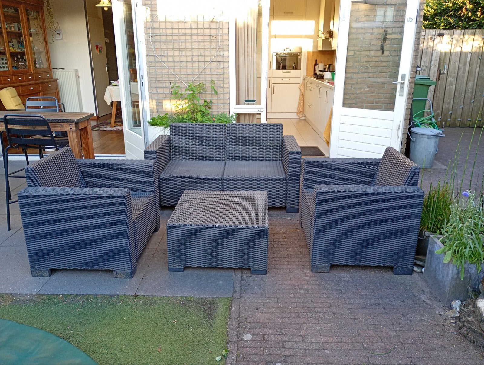 Allibert kunstof loungeset 4 persoons, stevige zit, Tuin en Terras, Ophalen, 4 zitplaatsen, Kunststof, Loungeset