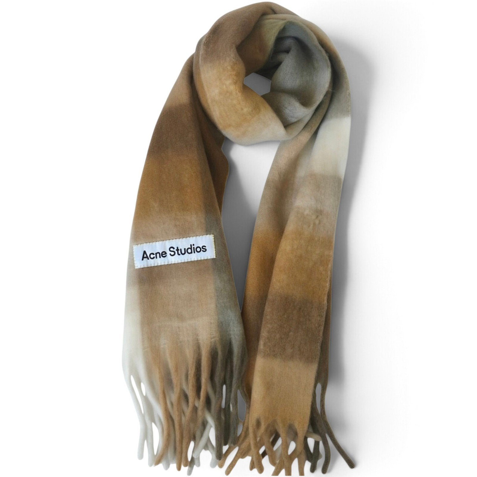 Acne Studios Geruite Sjaal - Bruin/Beige/Wit unisex, Acne Studios, Verzenden, Maat 46/48 (XL) of groter, Zo goed als nieuw