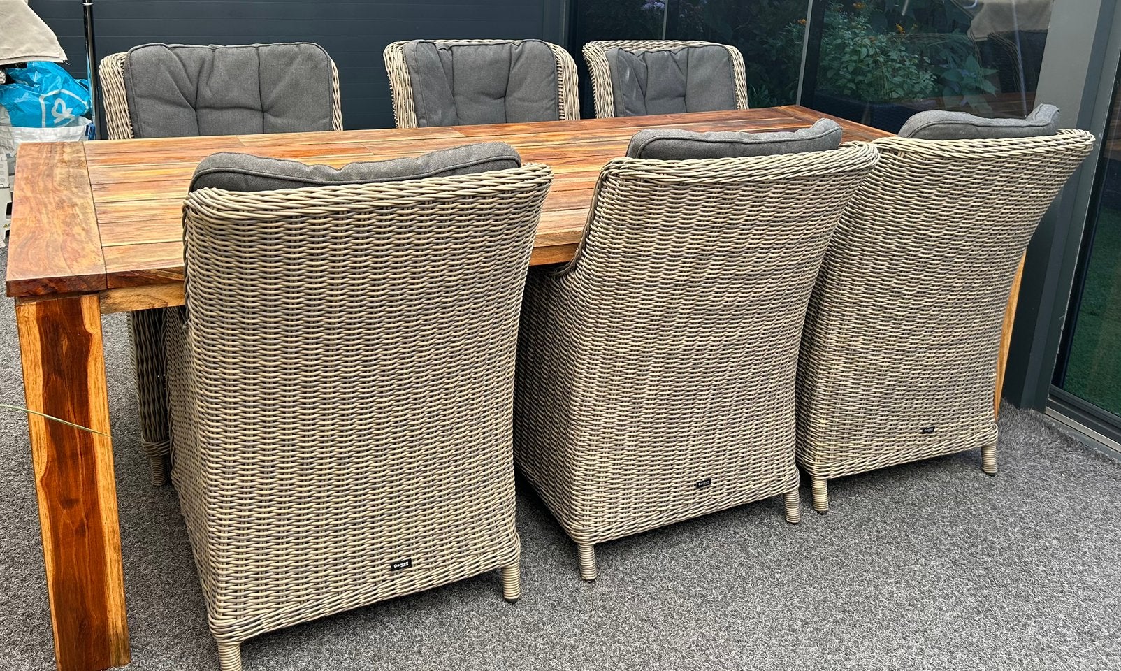Mooie tuintafel met 6 stoelen incl kussens / teakhout, Tuin en Terras, Ophalen, Zo goed als nieuw, Teakhout