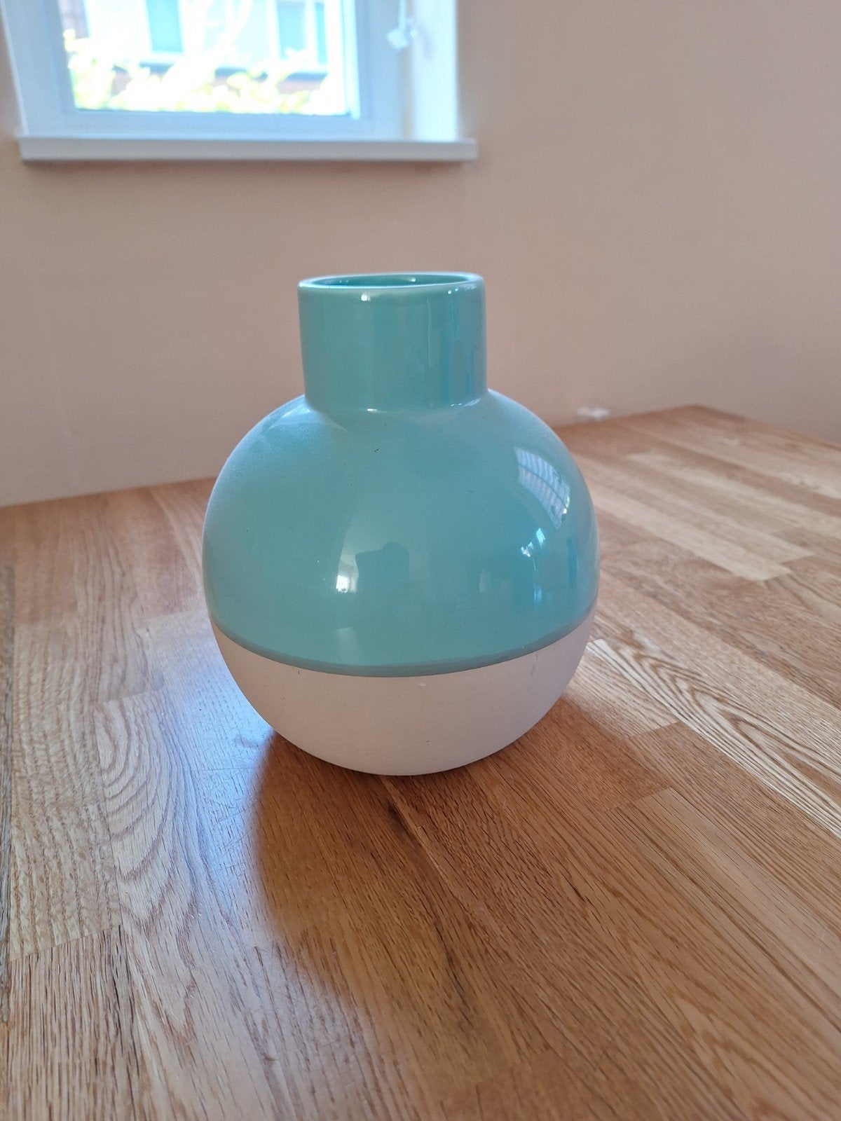 Groenblauwe vaas 21 cm hoog, Ophalen of Verzenden, Zo goed als nieuw, Groen, 21 cm