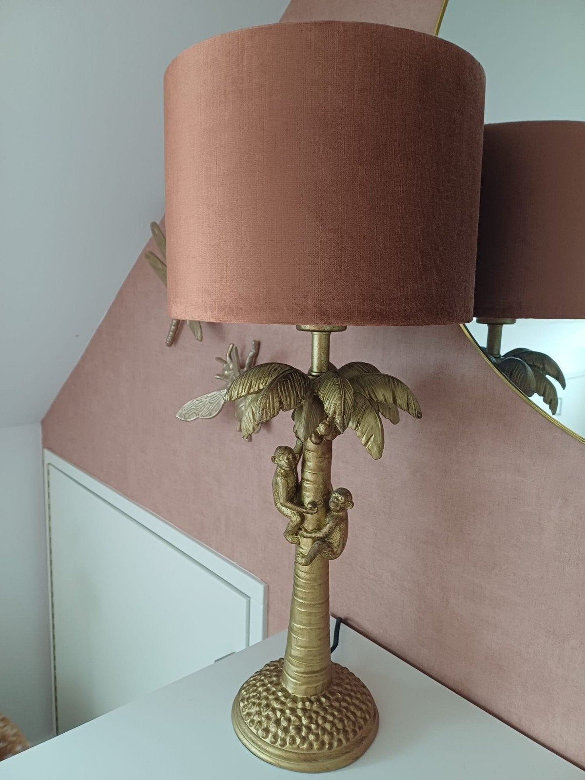 Gouden tafellamp met aapjes incl. kap van Light & Living, Ophalen, Goud, Zo goed als nieuw, Met kap