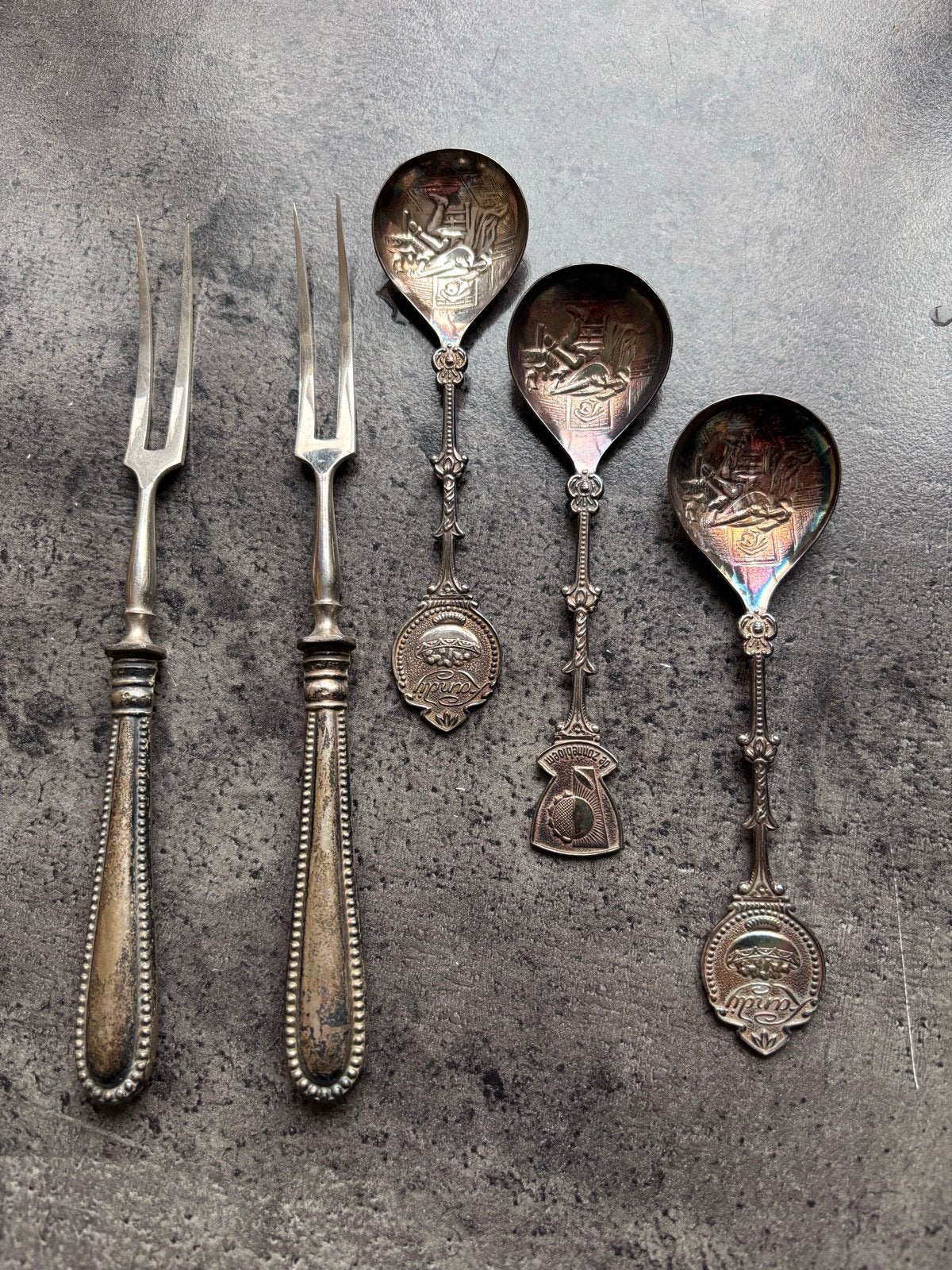 Antiek Zilver Bestek Set - Lepels en Vorken, Ophalen of Verzenden