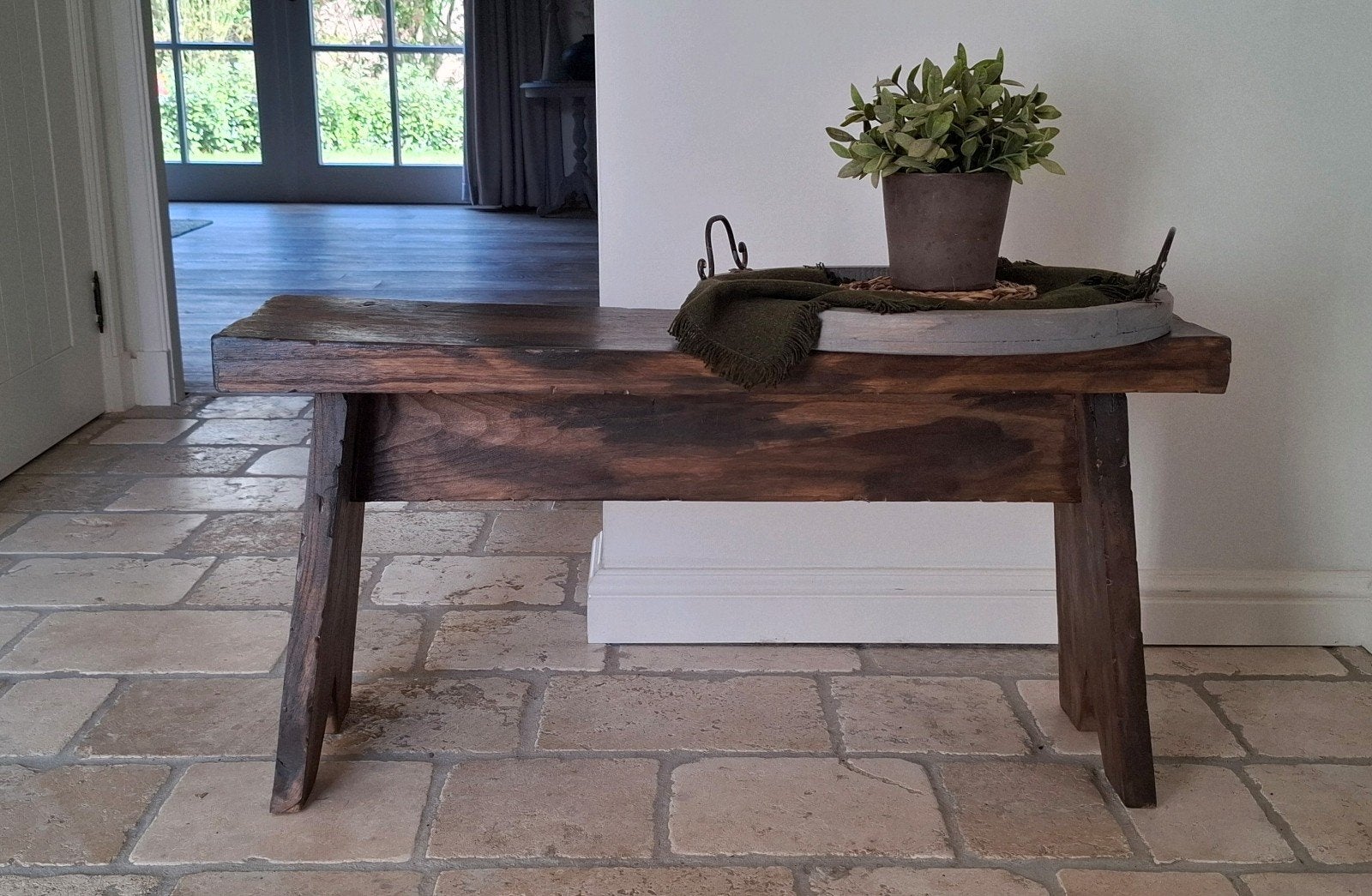 houten bankje - krukje, Huis en Inrichting, Ophalen, Nieuw, Hout