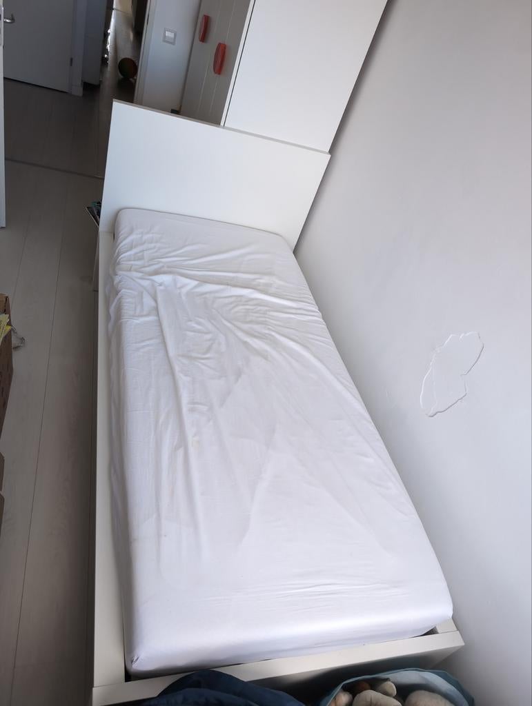 IKEA Malm bedframe 90x200 - Wit, inclusief lattenbodem, Ophalen, Gebruikt, 90 cm, Eenpersoons