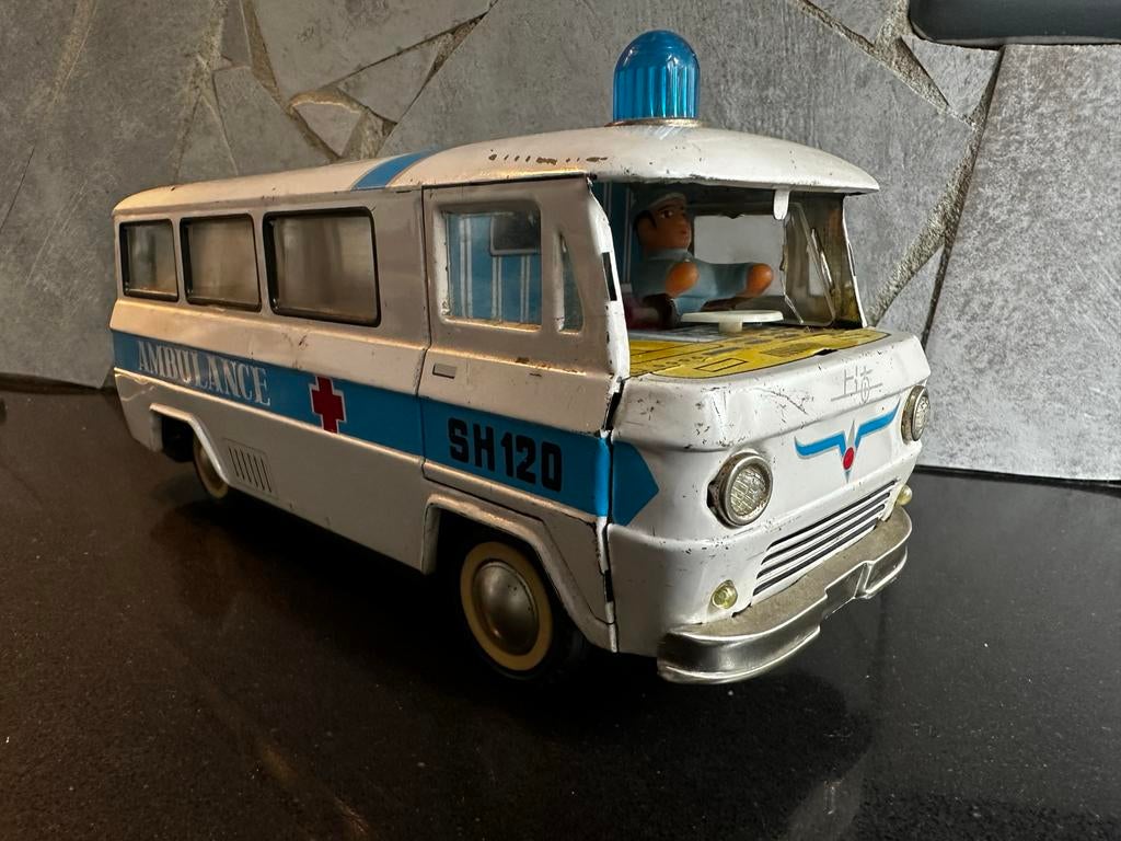 Vintage blikken ambulance speelgoedauto SH120, Antiek en Kunst, Antiek | Speelgoed, Ophalen of Verzenden