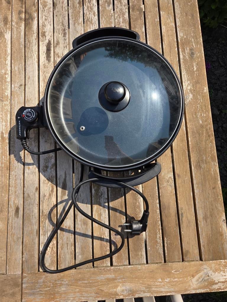 Elektrische hapjespan / pizza pan met deksel, Ophalen of Verzenden, Gebruikt