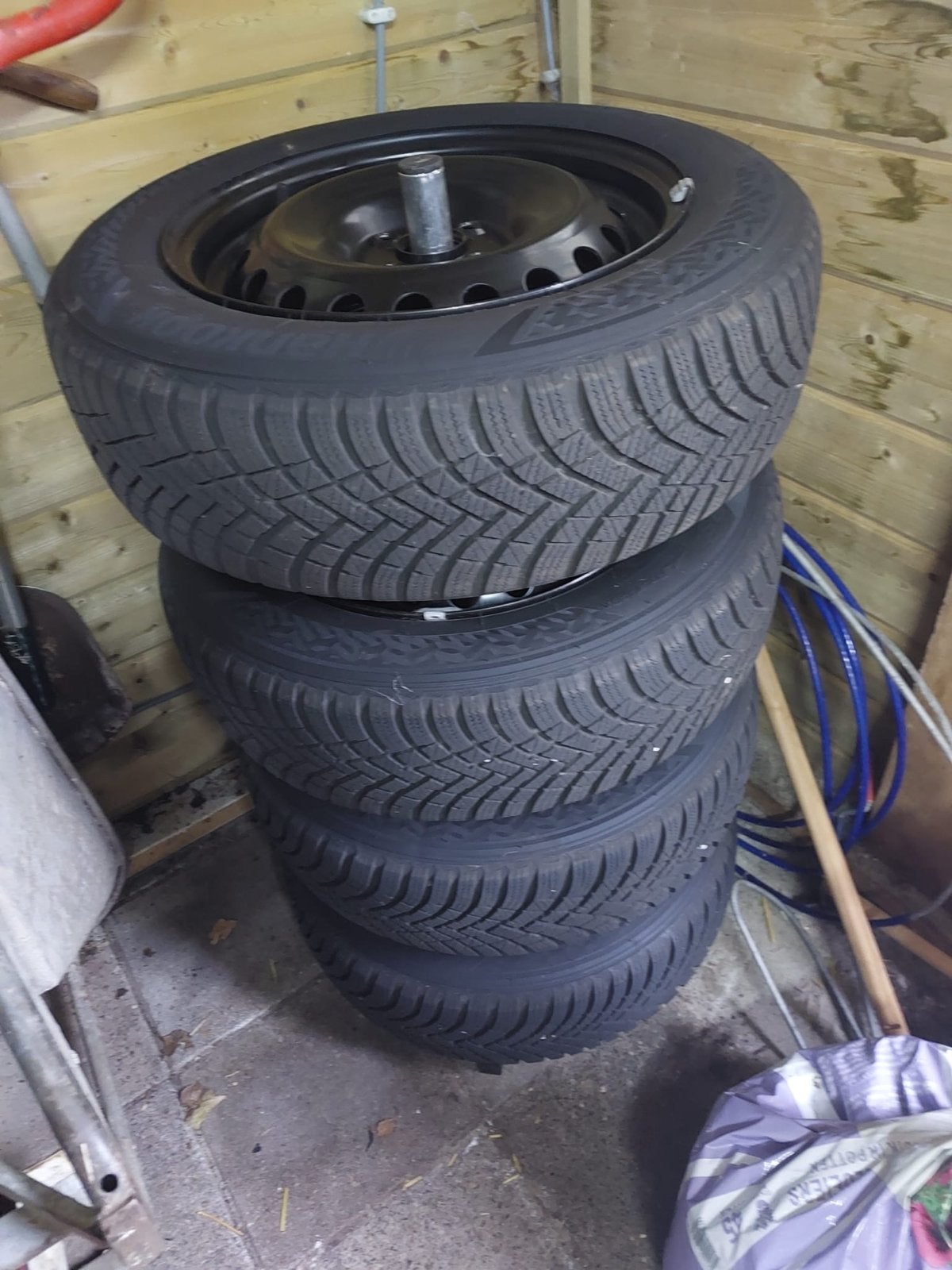 Winterbanden met stalen velgen - Gebruikt, Ophalen, Gebruikt, 15 inch, Banden en Velgen