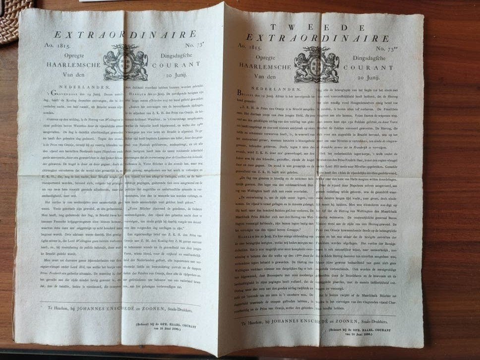 Extraordinaire Opregte Haarlemsche Courant Slag bij Waterloo, Ophalen of Verzenden, Gelezen, Krant