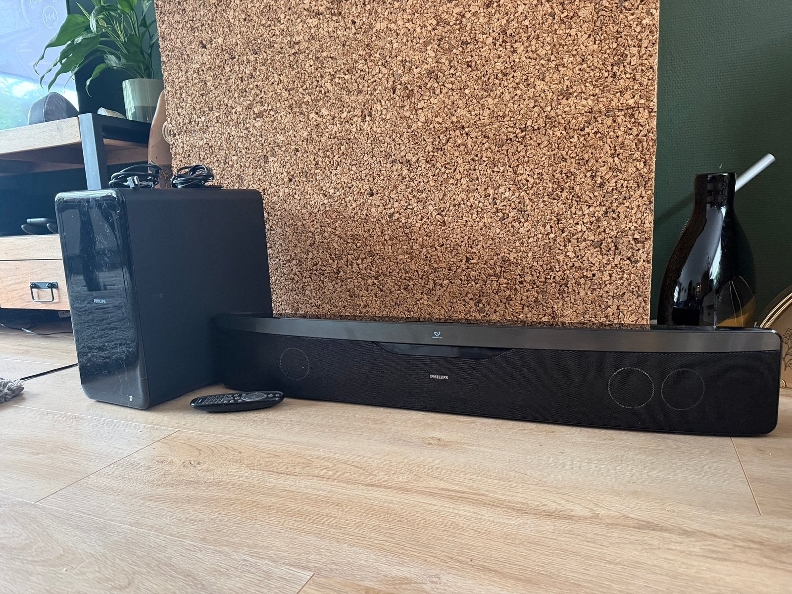 Philips HTS7140 home cinema-systeem met soundbar & subwoofer, Ophalen, Met externe subwoofer, Gebruikt