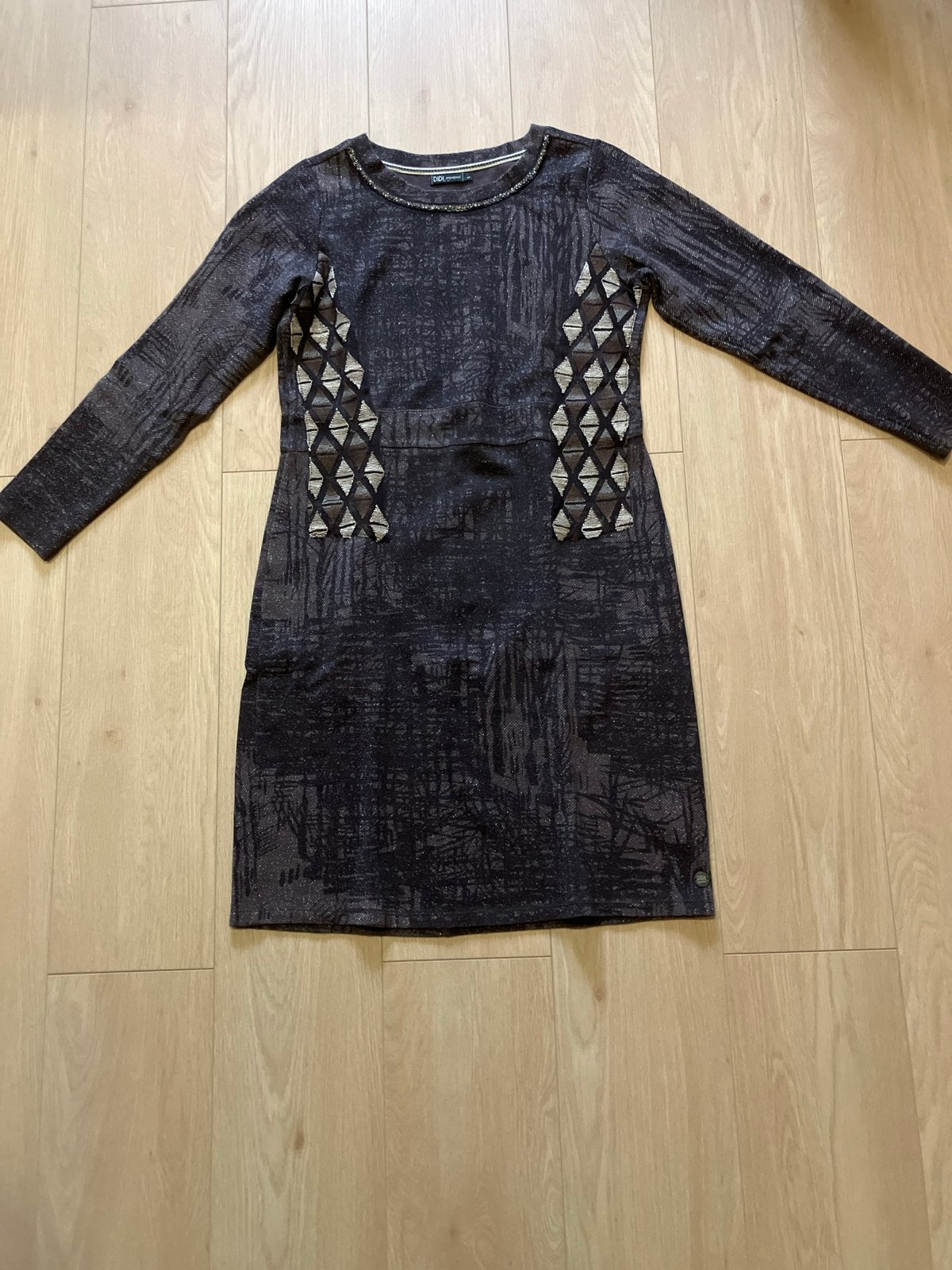 DIDI Jurk Maat L met glitters, Bruin, Verzenden, Maat 42/44 (L), Zo goed als nieuw