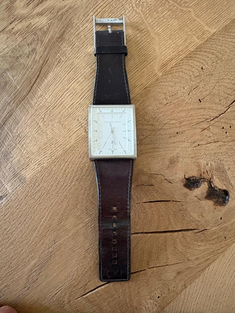 Calvin Klein CK Polshorloge met Leren Bandje, Overige merken, Staal, Polshorloge, Ophalen of Verzenden