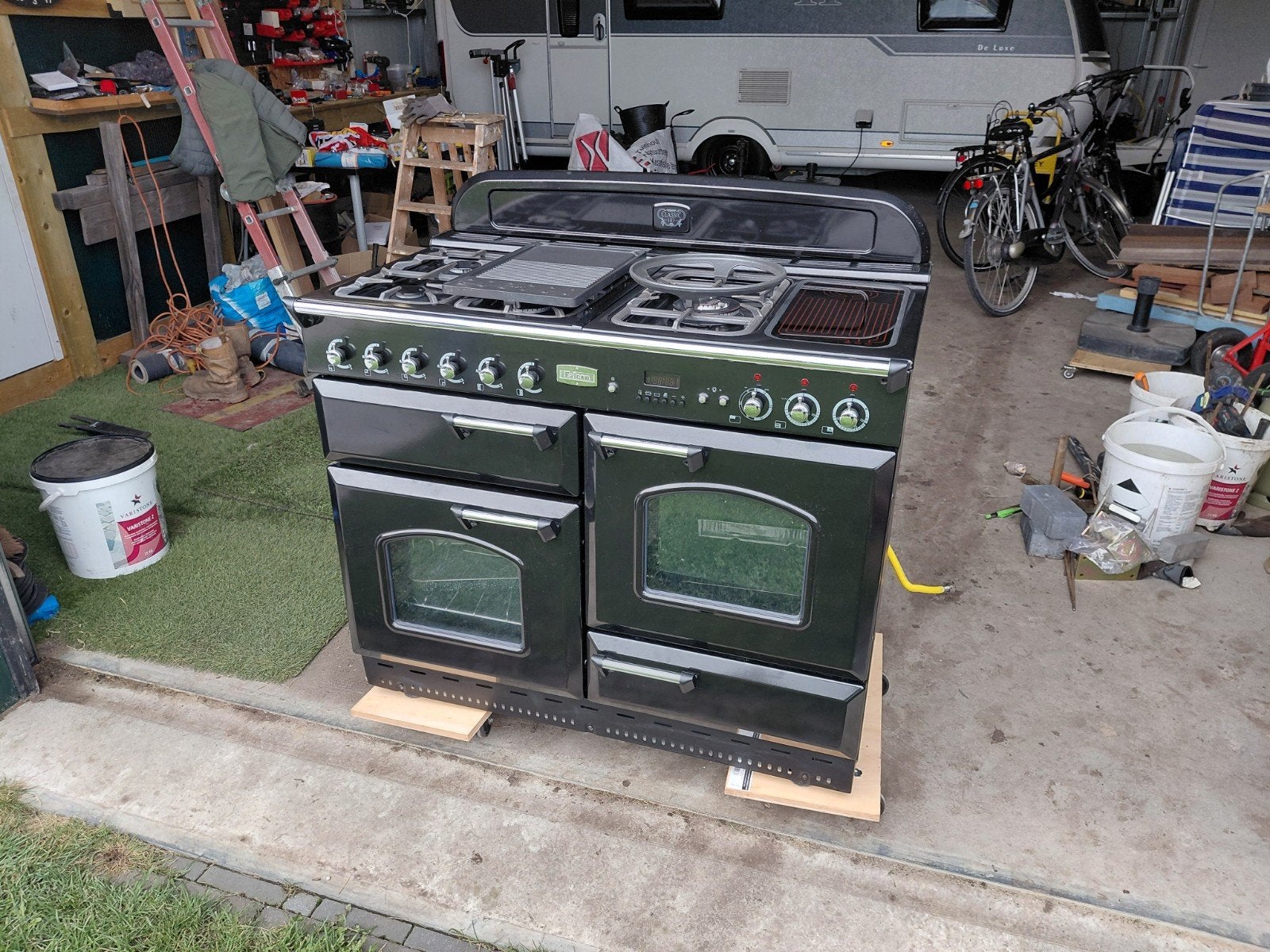 Falcon Classic 110 DFE Dual Fuel Fornuis Zwart/Chroom, Ophalen, 60 cm of meer, Zo goed als nieuw, Gas