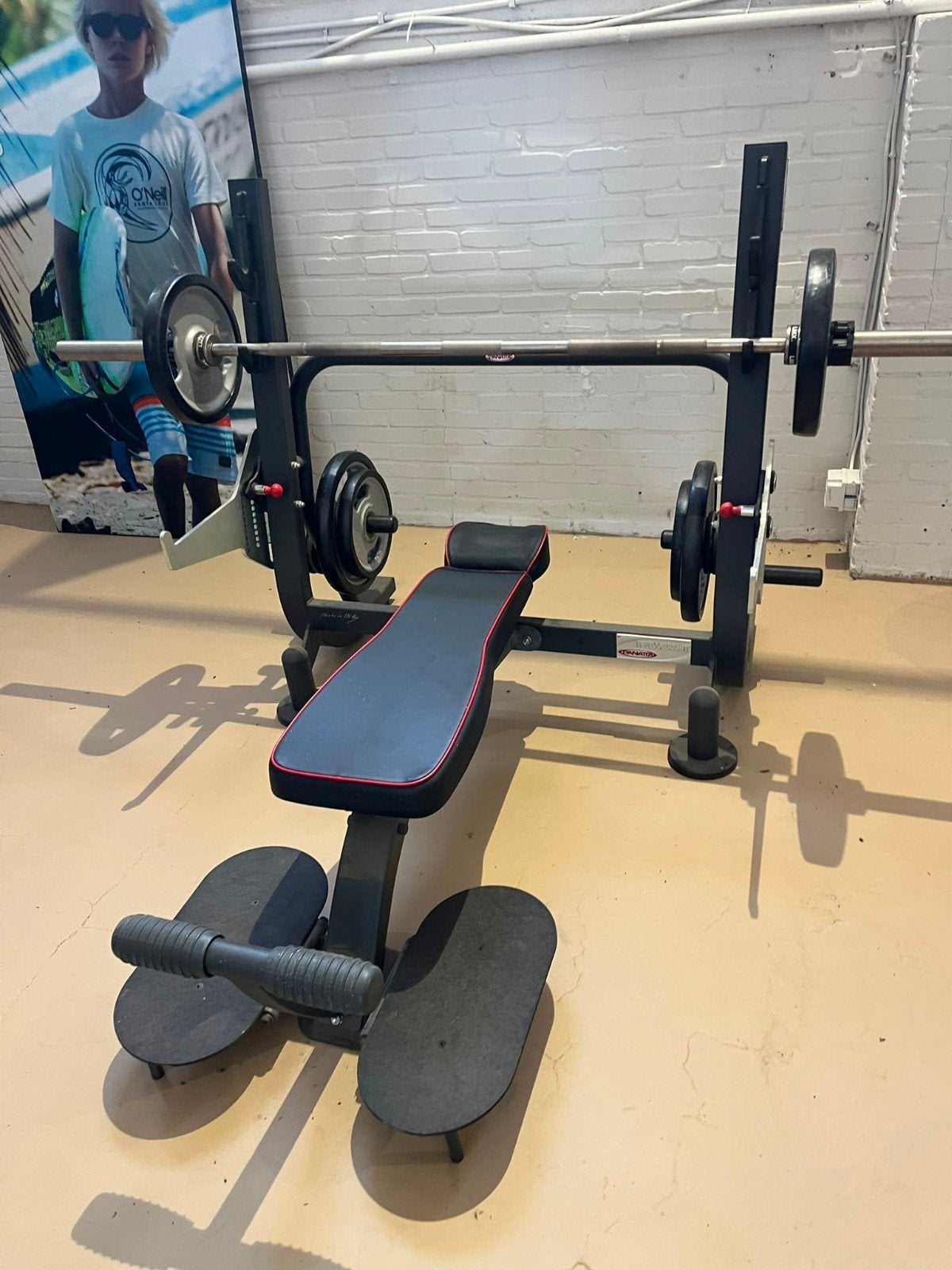 Panatta olymische bench inclusie halterset 95kg, Ophalen of Verzenden, Zo goed als nieuw, Benen, Fitnessbank