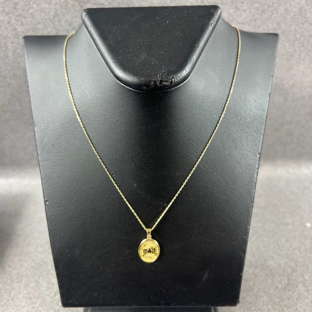Gouden Ketting | 14k | 2,92g | ankerschakel+stier | 416857, Met hanger, Gebruikt, Ophalen of Verzenden, Goud