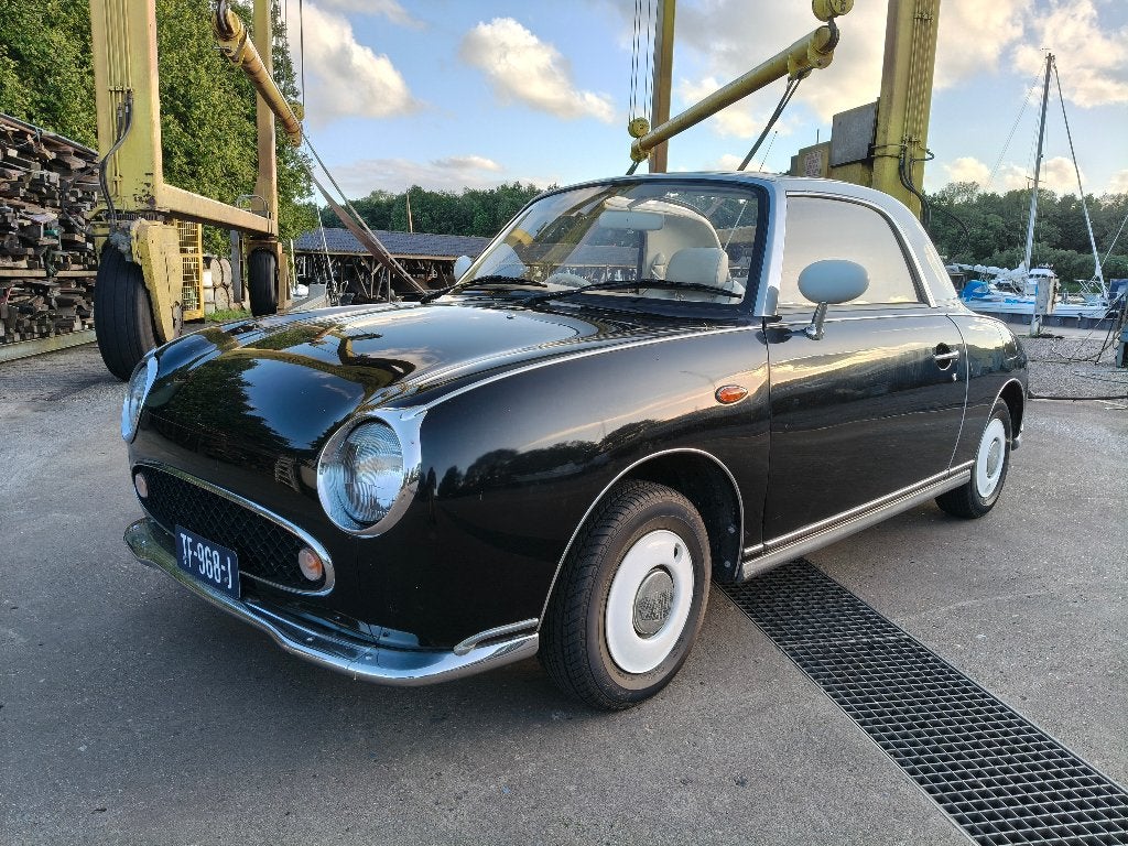 Nissan Figaro 1.0 Turbo Automaat 1991 cabriolet, Auto's, Oldtimers, Cabriolet, Zwart, Leder, Open dak