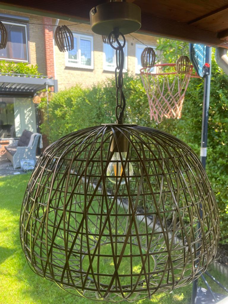 Metalen draadlamp - Industriële hanglamp, Huis en Inrichting, Lampen | Hanglampen, Ophalen of Verzenden, Gebruikt, Metaal, 50 tot 75 cm