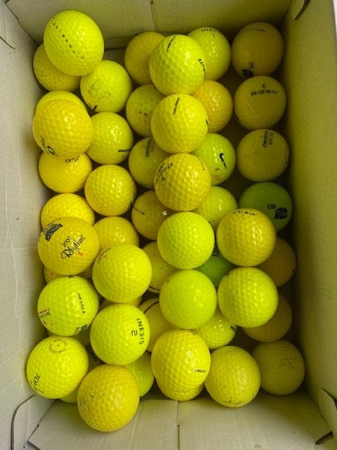 Golfballen; 50 gele lakeballs, Ophalen of Verzenden, Gebruikt, Bal(len)