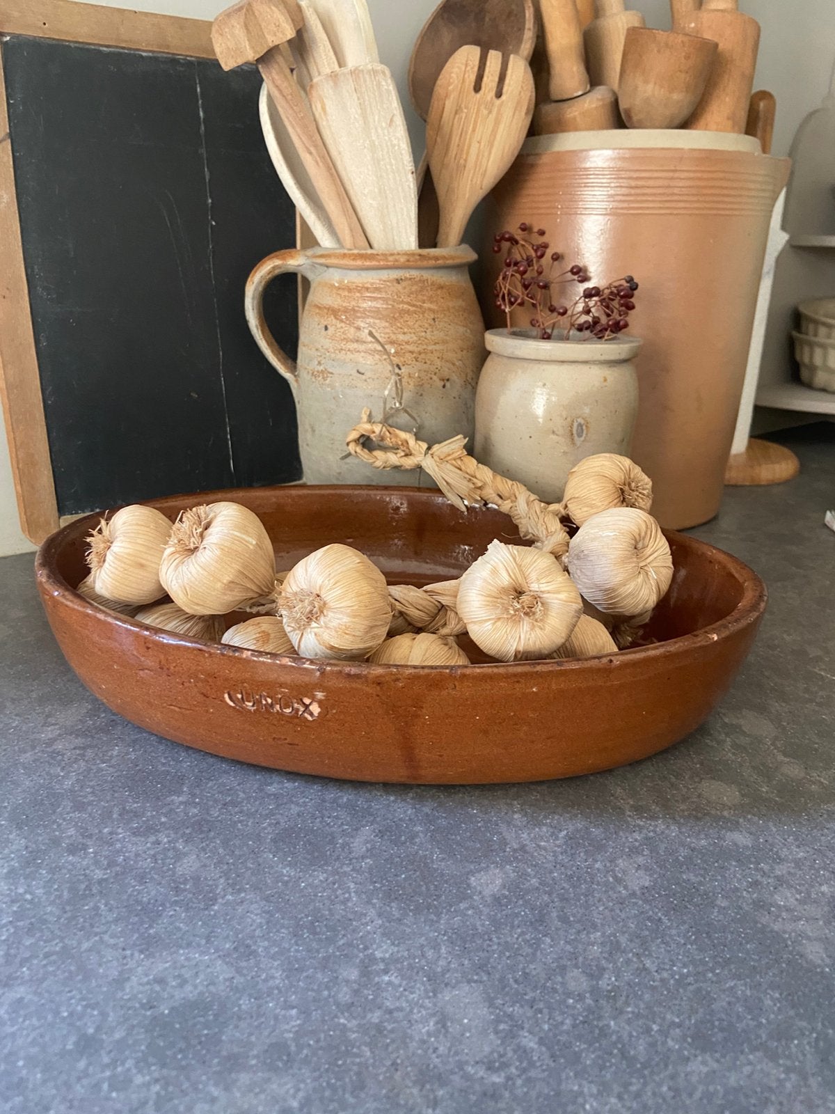 Brocante* oude,franse ovenschaal., Gebruikt, Schaal, Ophalen of Verzenden, Ovaal