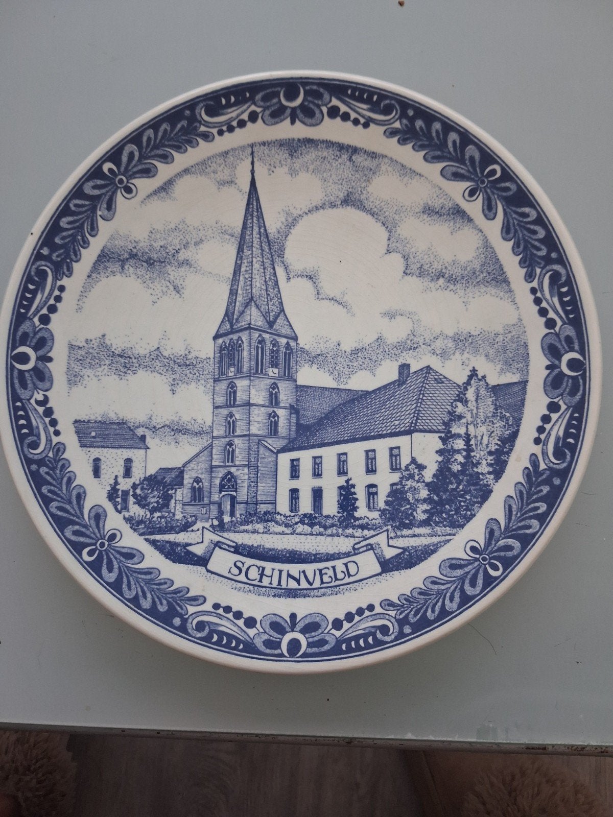 Delfts Blauw Schinveld wandbord - Trom-Fluit-Drumbandkorps, Antiek en Kunst, Ophalen of Verzenden