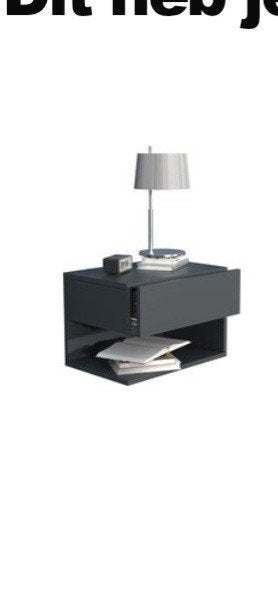 2x Antraciet Nachtkastje/Wandplank VCM Usal - Nieuw in doos, Huis en Inrichting, Slaapkamer | Nachtkastjes, Ophalen, Nieuw, 45 tot 65 cm