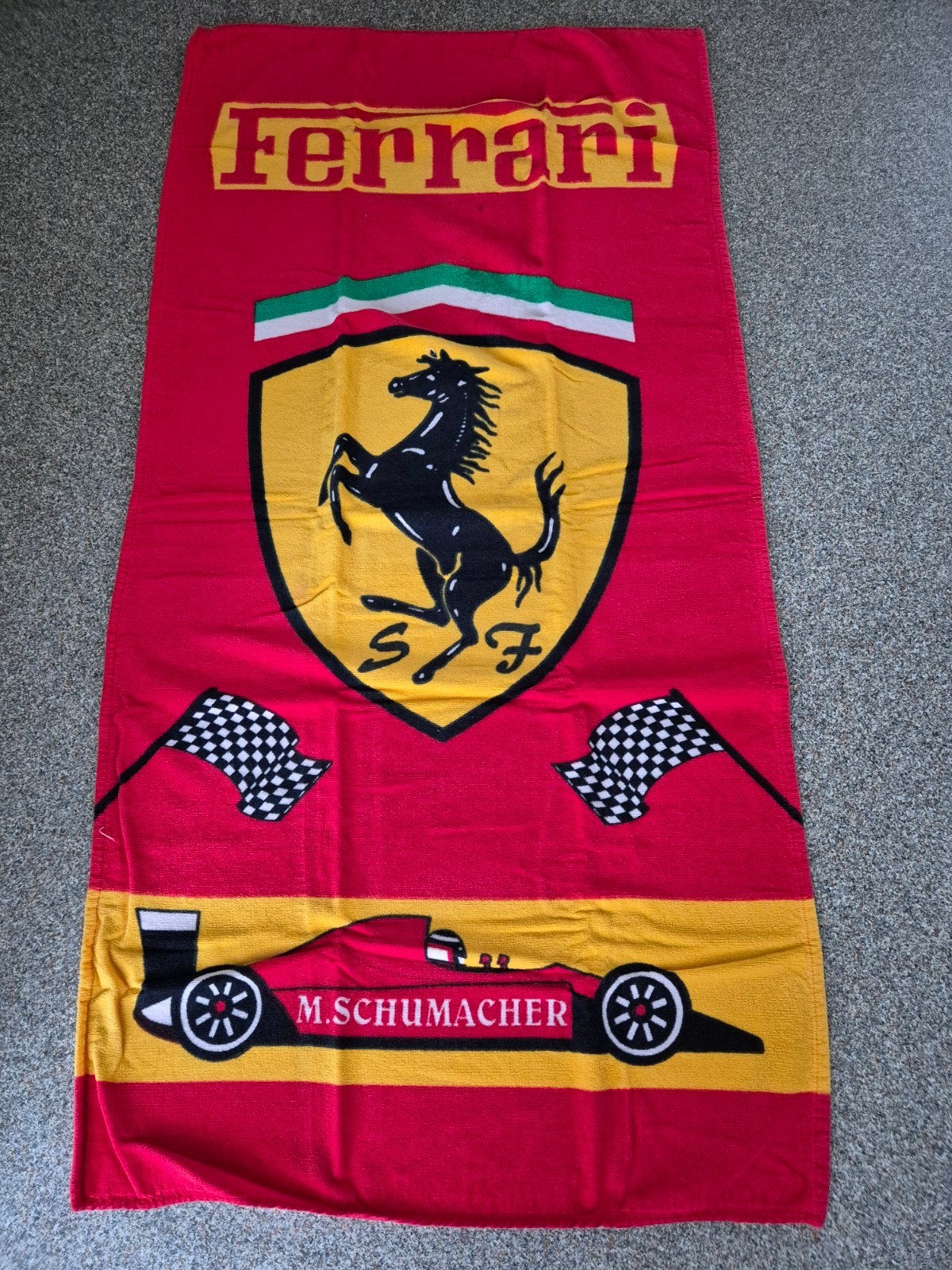 Ferrari badlaken van M. Schumacher, Ophalen of Verzenden