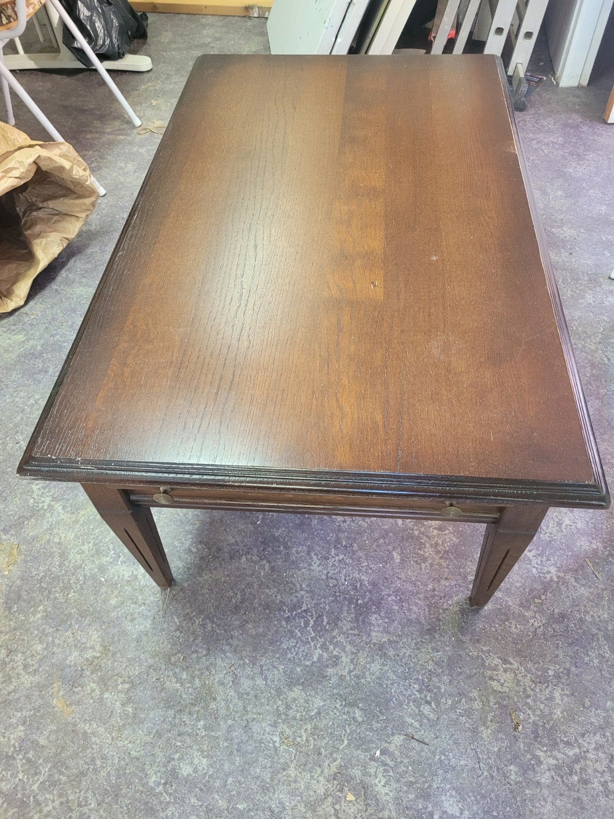Antieke houten eiken salontafel met uitschuifbare lades, Antiek en Kunst, Ophalen