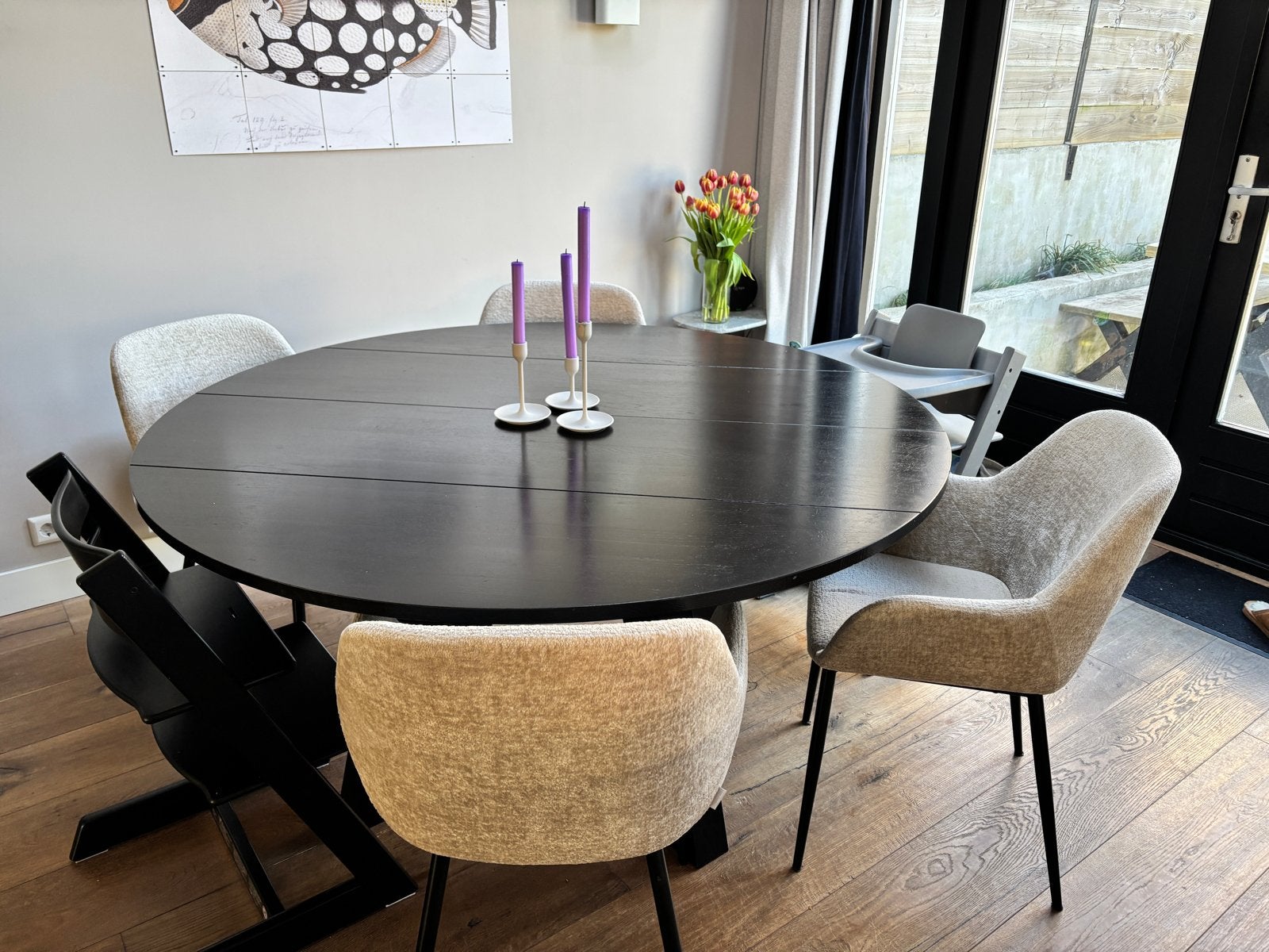 Woood Rhonda eettafel XXL 150cm zwart, Ophalen, Gebruikt, 100 tot 150 cm, Rond