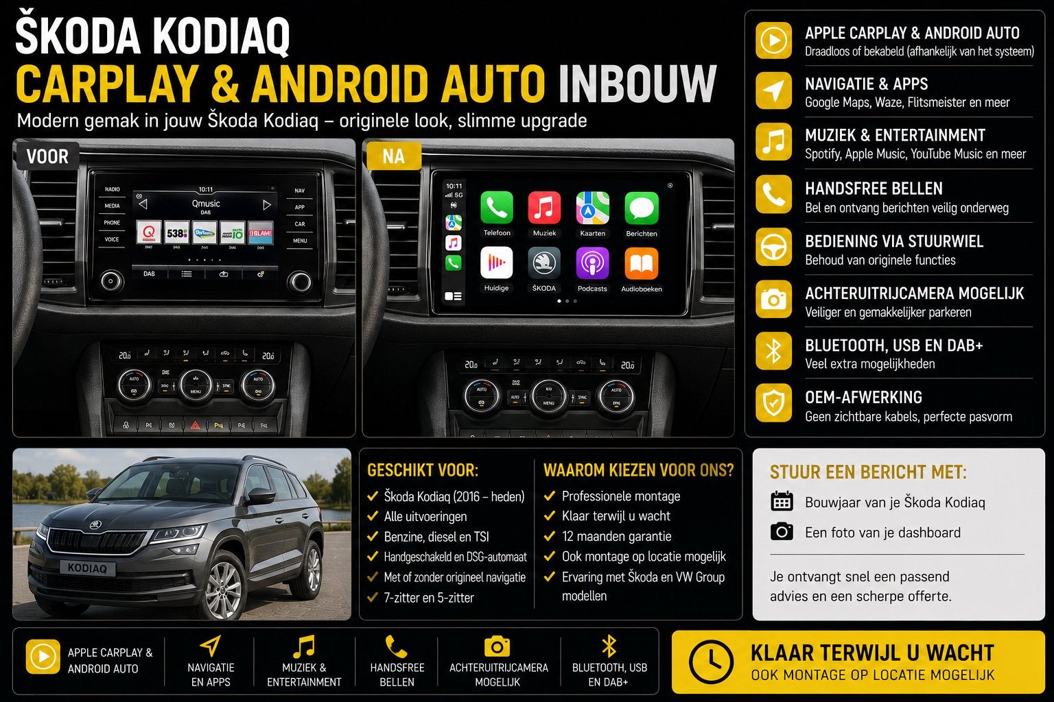 Škoda Kodiaq CarPlay & Android Auto Inbouw, Ophalen, Nieuw