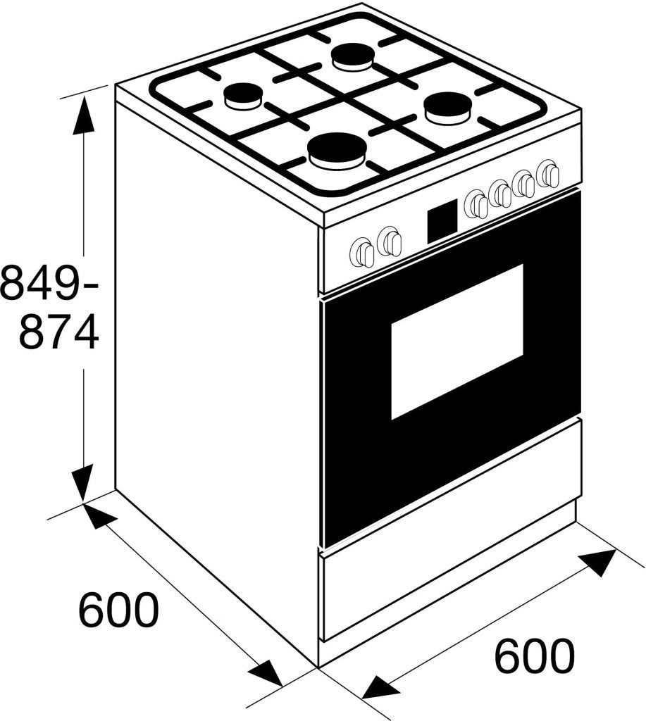 ETNA gasfornuis FGV561WIT - met elektrische oven - Wit, 60 cm of meer, Nieuw, Energieklasse A of zuiniger, Gas