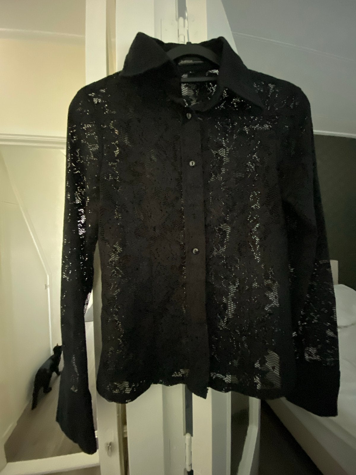 Zwarte kanten blouse van ZAATXCHI, maat S, Verzenden, Zo goed als nieuw, Maat 36 (S), Zwart