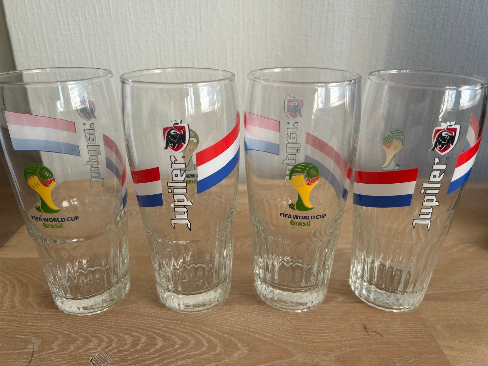 Jupiler FIFA World Cup 2014 Brazilië Glazen (4 stuks), Ophalen, Gebruikt