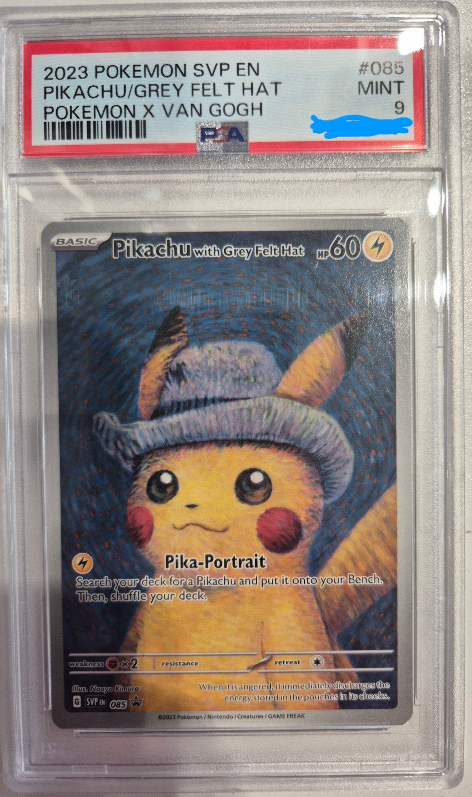 pikachu with grey felt hat PSA 9, Ophalen, Zo goed als nieuw
